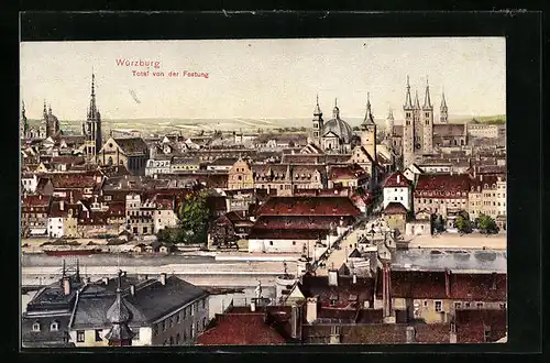 AK Würzburg, Totalansicht von der Festung