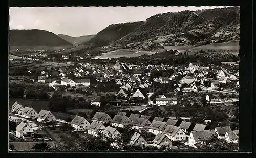 AK Deggingen, Ortsansicht mit Blick in die Berge