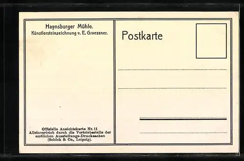 Künstler-AK Haynsburg, Partie an der Mühle