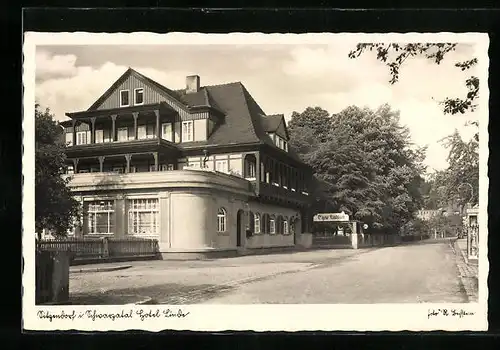 AK Sitzendorf im Schwarzatal, Hotel Linde mit Strasse