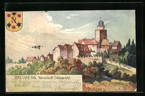 Künstler-AK Neustadt i. O., Burg Breuberg, Wappen