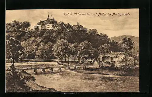 AK Lichtenwalde, Schloss und Mühle im Zschopautale