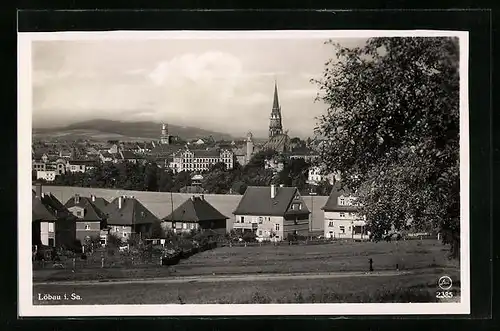 AK Löbau i. Sa., Ortsansicht aus der Ferne
