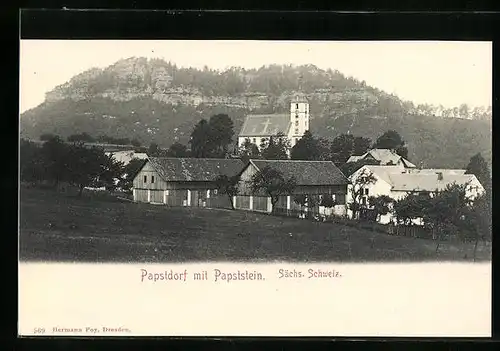 AK Bad Schandau, Blick auf den Papststein