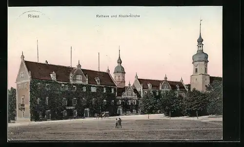 AK Riesa, Rathaus und Klosterkirche