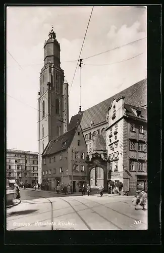 AK Breslau, Strassenpartie an der Elisabeth-Kirche