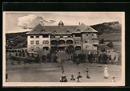 AK Mittelschreiberhau /Riesengeb., Kinderheilstätte Lenzheim mit Garten und Kindern