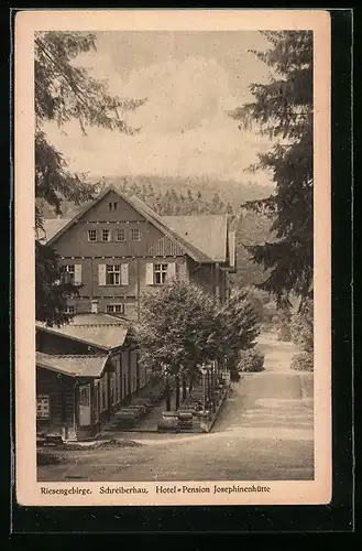 AK Schreiberhau /Riesengeb., Hotel-Pension Josephinenhütte, Strassenansicht