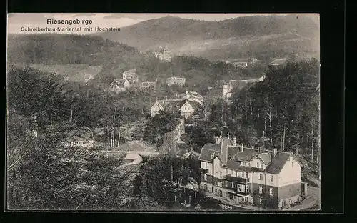 AK Schreiberhau-Mariental /Riesengeb., Ortsansicht mit Hochstein aus der Vogelschau