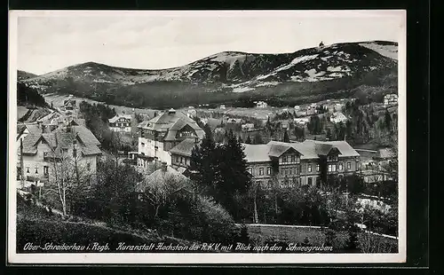 AK Ober-Schreiberhau /Riesengeb., Kuranstalt Hochstein der RKV mit Blick nach den Schneegruben