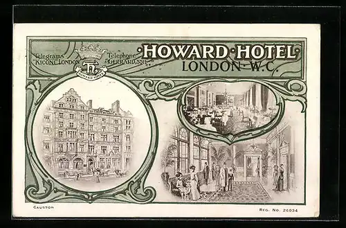 AK London-W. C., Howard Hotel, Innenansichten