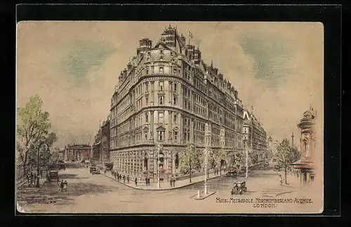 Künstler-AK London, Hotel Metropole, Northumberland Avenue