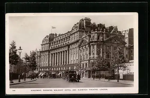 AK London, Kingsway, Showing Waldorf Hotel and Aldwych Theatre