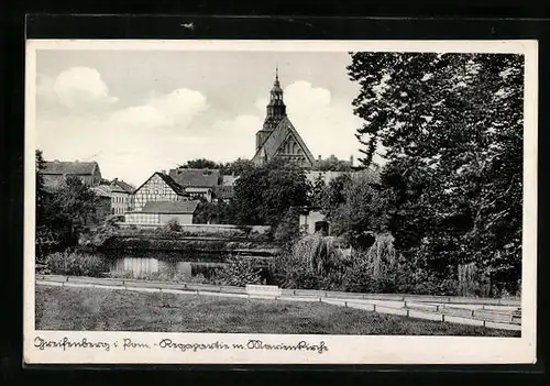 AK Greifenberg i. Pom., Regapartie mit Marienkirche