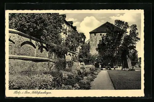 AK Stolp i. Pom., Blick auf die Schlossanlagen