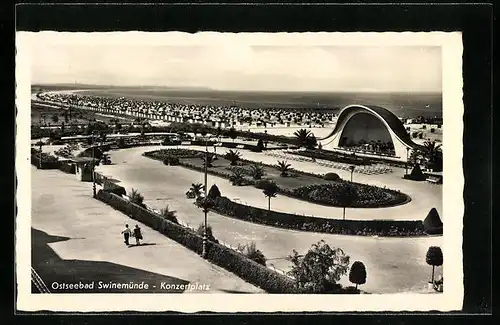 AK Swinemünde, Konzertplatz aus der Vogelschau