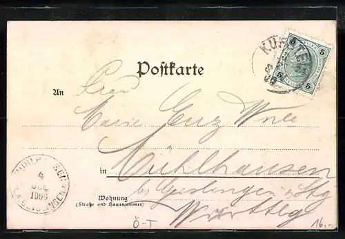 Lithographie Kufstein, Ortsansicht, Blick auf Hinterbärenbad