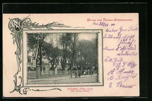 AK Berlin-Niederschöneweide, Strassenpartie mit Restaurant Neuer Krug