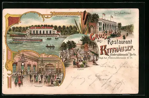 Lithographie Berlin-Niederschöneweide, Restaurant Kyffhäuser mit Tanzsaal