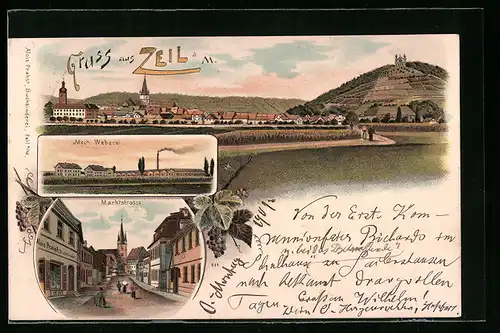 Lithographie Zeil a. M., Mech. Weberei, Marktstrasse