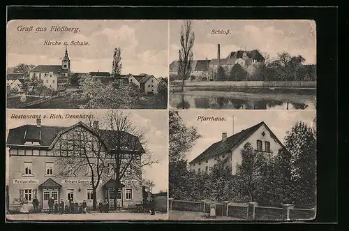 AK Flössberg, Kirche und Schule, Schloss, Pfarrhaus