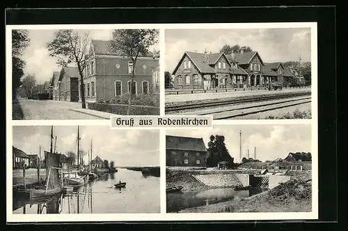 AK Rodenkirchen, Ortsansichten mit Bahnhof