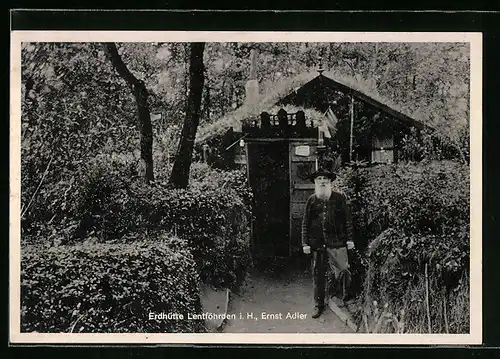 AK Lentföhrden i. H., Erdhütte von Ernst Adler