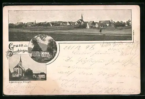 AK Dauchingen, Gasthaus, Kirche, Teilansicht