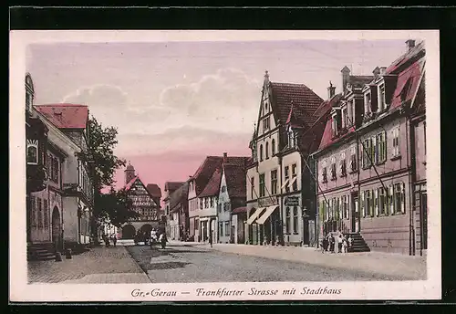 AK Gr.-Gerau, Frankfurter Strasse mit Stadthaus und Geschäft