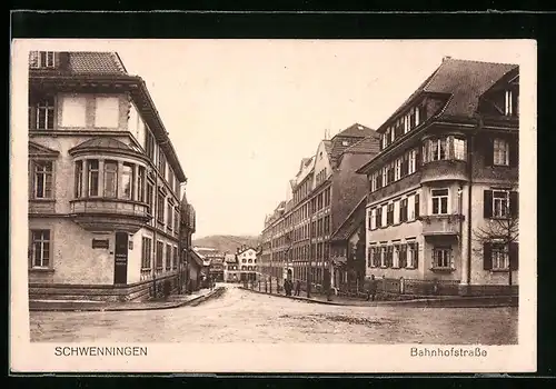 AK Schwenningen, Bahnhofstrasse mit Kienzle Uhren-Fabriken