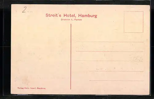 AK Hamburg, Streit`s Hotel mit Geschäften, Alsterbassin