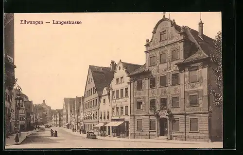 AK Ellwangen, Langestrasse mit Weinhandlung von C. Zeller