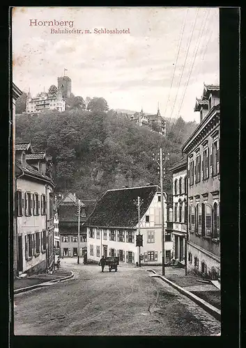 AK Hornberg, Partie in der Bahnhofstrasse mit Blick auf das Schlosshotel
