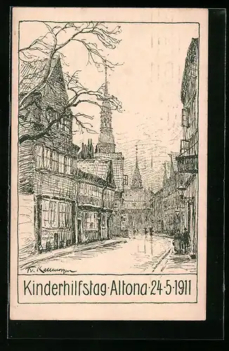 Künstler-AK Hamburg-Altona, Kinderhilfstag 24.05.1911, Strassenpartie