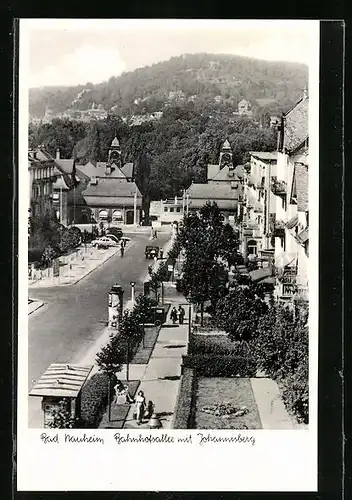 AK Bad Nauheim, Bahnhofsallee mit Johannisberg