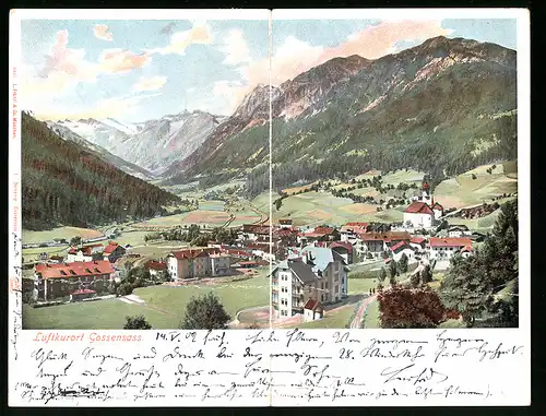 Klapp-AK Gossensass, Ortsansicht mit Kirche