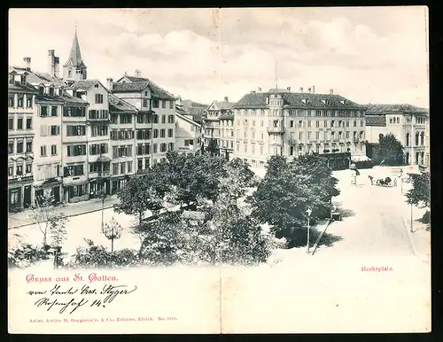 Klapp-AK St. Gallen, Hechtplatz aus der Vogelschau