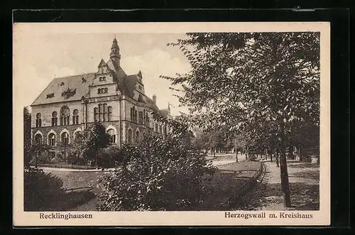 AK Recklinghausen, Herzogswall mit Kreishaus