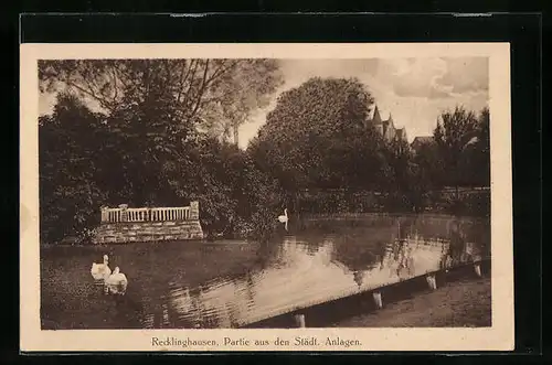 AK Recklinghausen, Partie aus den Städtischen Anlagen