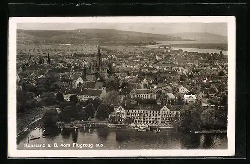 AK Konstanz a. B., Ortsansicht vom Flugzeug aus