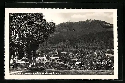 AK Erdmannsdorf i. Erzgeb., Ortsansicht mit Augustusburg