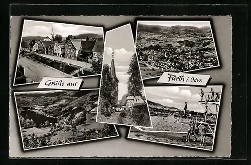 AK Fürth i. Odw., Ortsansichten mit Schwimmbad