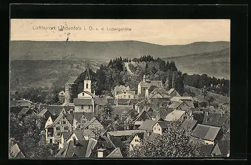 AK Lindenfels i. O., Ortsansicht von der Ludwigshöhe