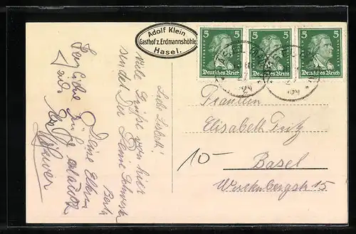 AK Hasel, Rittersaal im Gasthof zur Erdmannshöhle