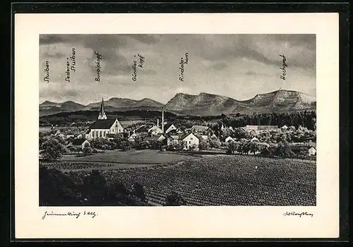 AK Heimenkirch im Allgäu, Ortsansicht gegen Stuiben und Hochgrat