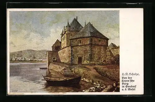 Künstler-AK Hans Rudolf Schulze: Von der Leyen`sche Burg in Gondorf a. d. Mosel