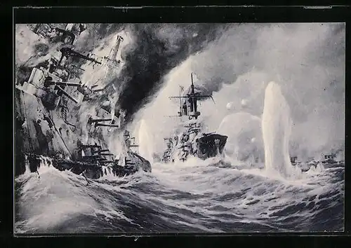 Künstler-AK Willy Stoewer: Vernichtung russischer Kriegsschiffe