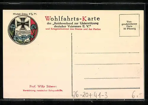 Künstler-AK Willy Stoewer: Vernichtung russischer Kriegsschiffe