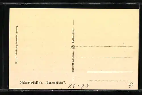 Steindruck-AK Bauernhäuser in Schleswig-Holstein