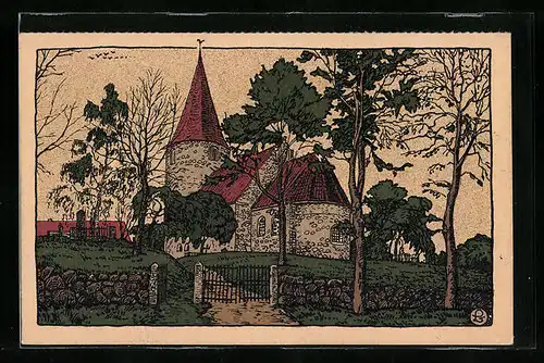 Steindruck-AK Kirche aus dem 11. Jahrhundert in Schleswig-Holstein